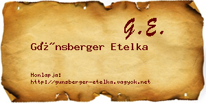 Günsberger Etelka névjegykártya